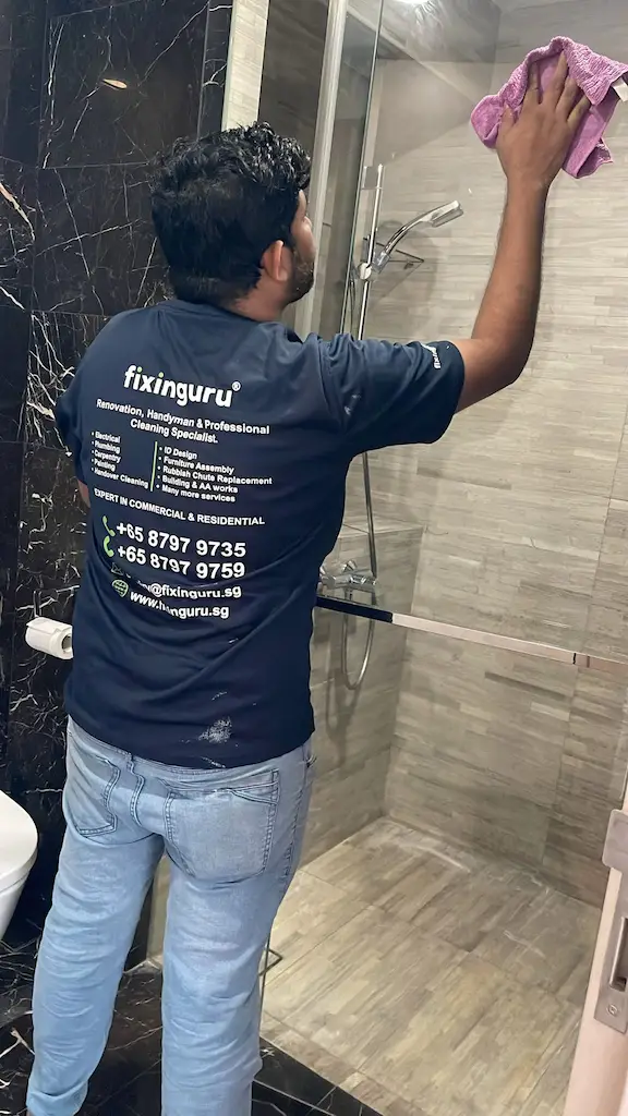 Glass door cleaning completed for a move-out in Singapore