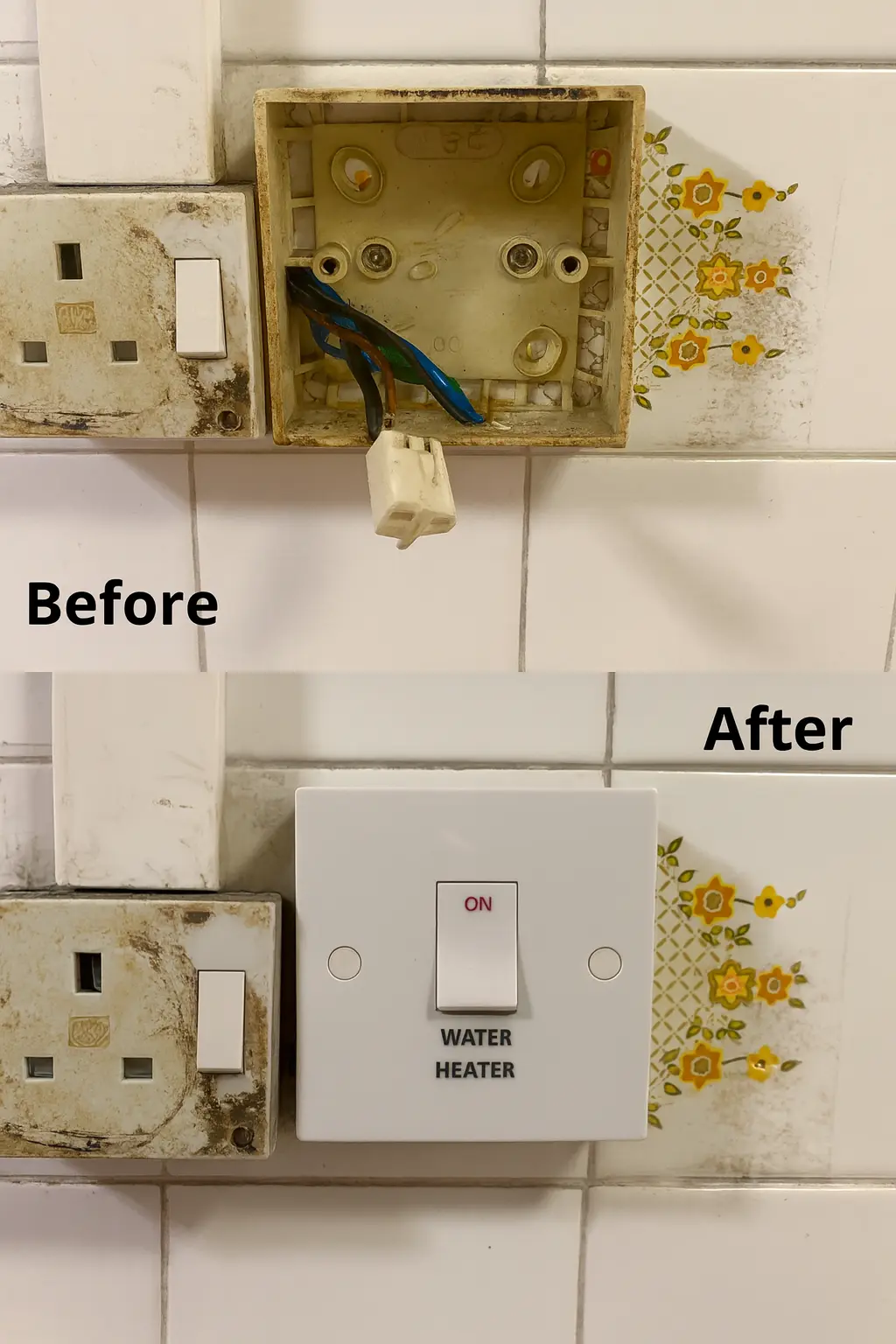 Water heater switch replacement completed by EasyMoveOut handyman in Singapore